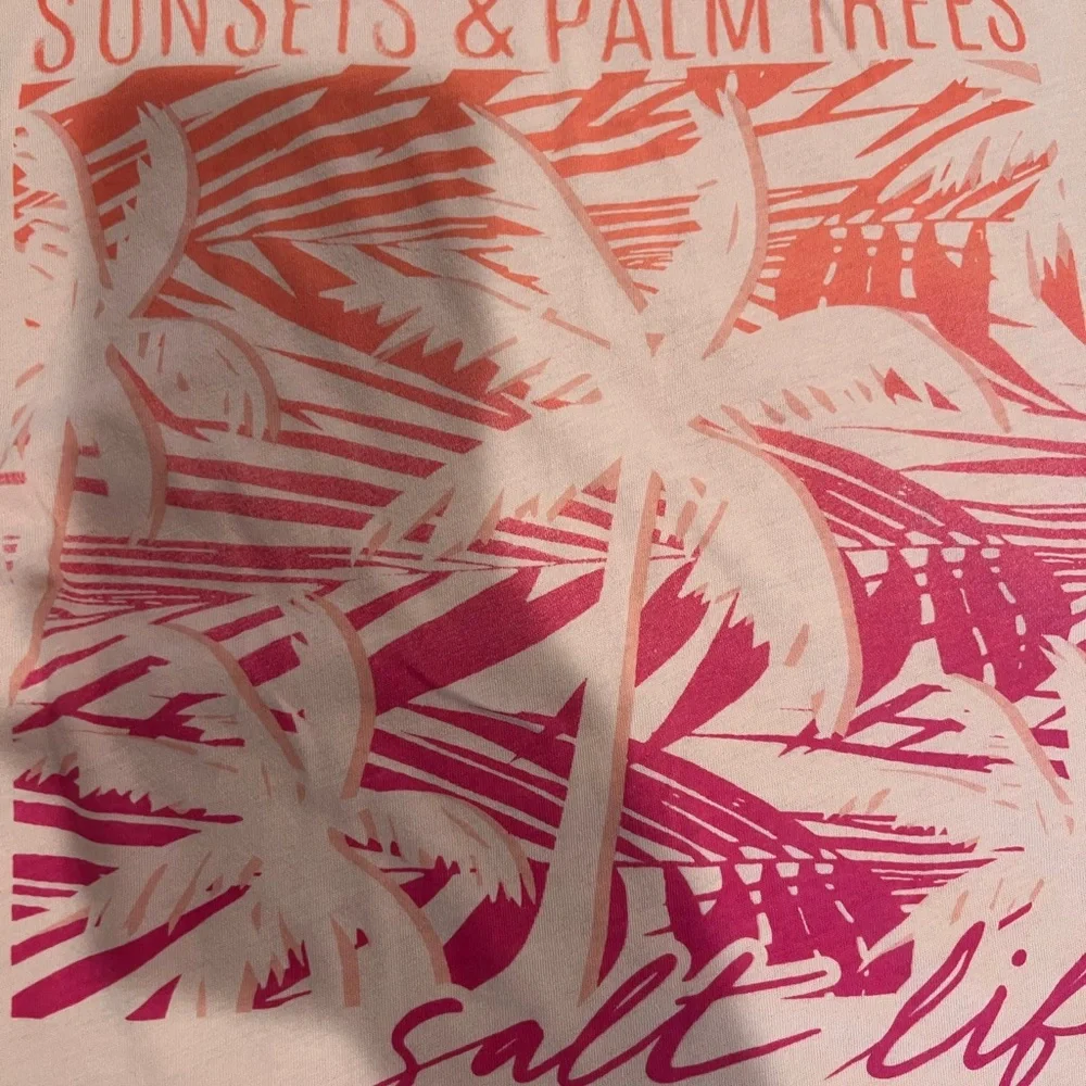 Salt Life Women's Pink and Orange Palm Tank Top - Picture 3 of 4
